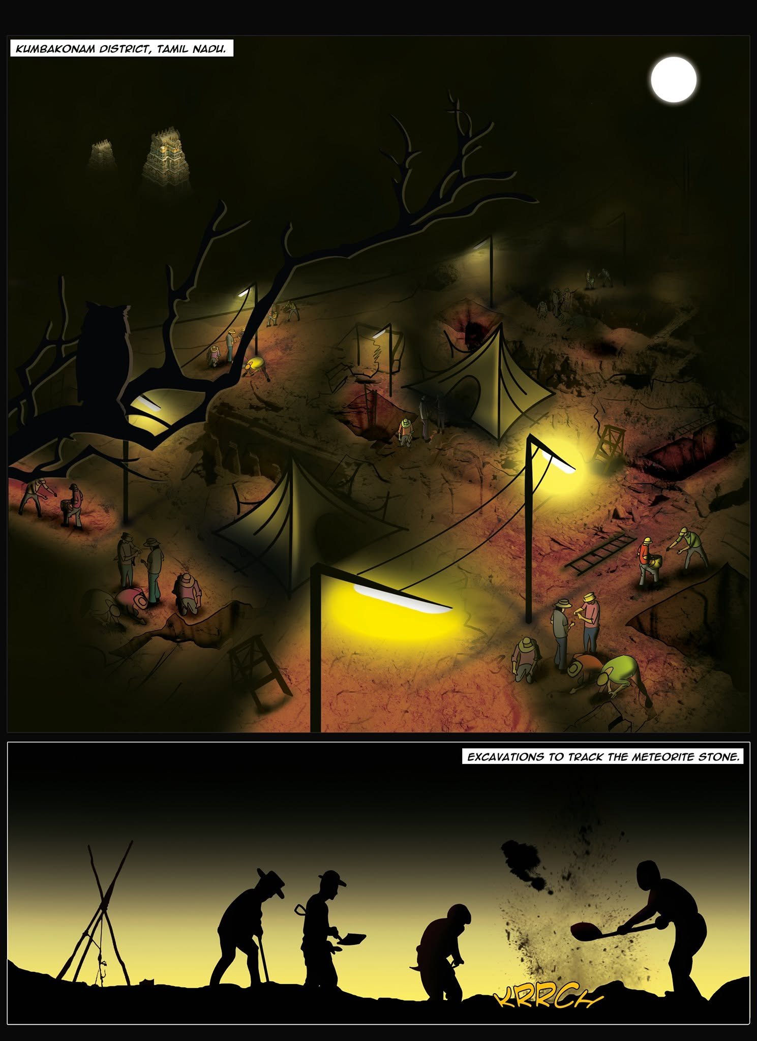Comic page showing two cars colliding at night